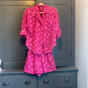 Victoria’s Secret Pink chiffon short pj set with long sleeves. Size S